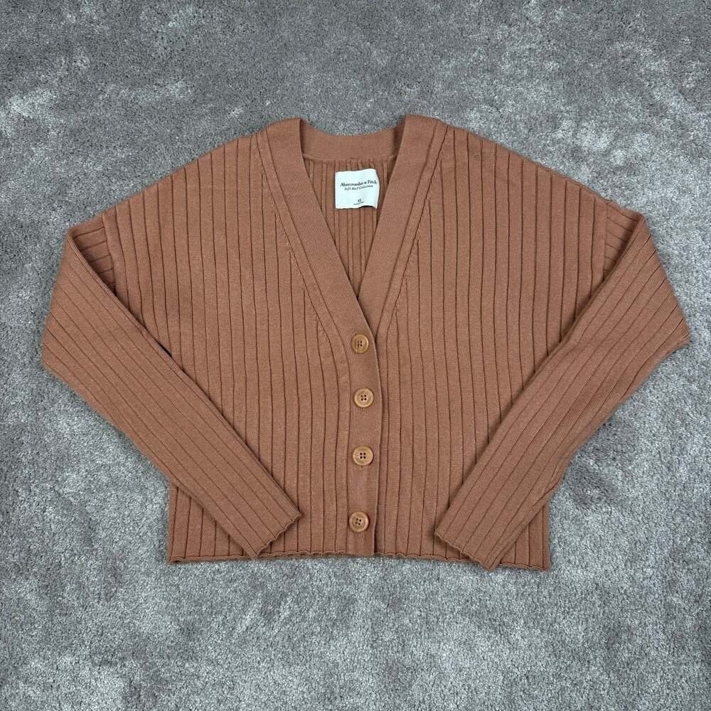 Abercrombie & Fitch Size XS Terracotta Cropped V-Neck Button Cardigan Sweater